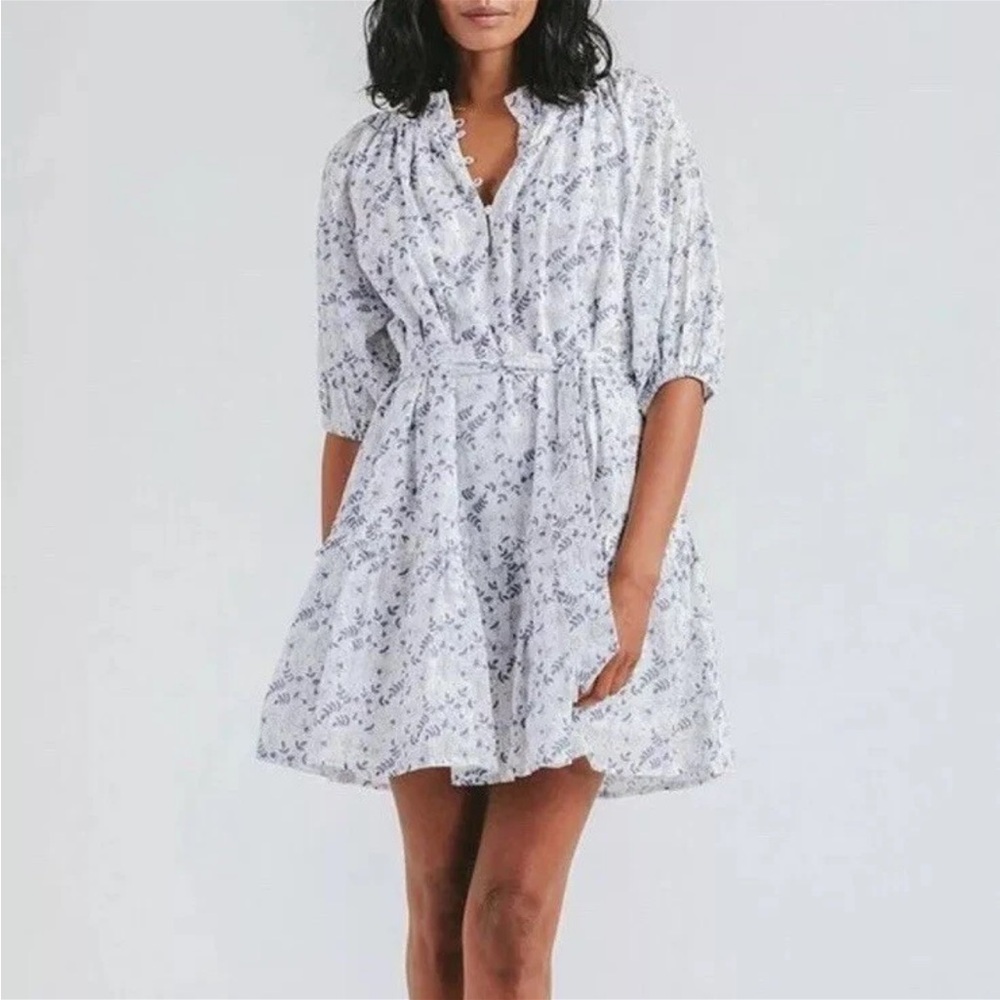 Cleobella Nevah blue floral print dress size S